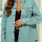 Frayed Trim Riveted Denim Jacket