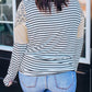 Leopard Colorblock Striped Patchwork Plus Size Long Sleeve Tee