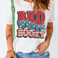 RED WHITE BOOZY Stars and Stripes Graphic T Shirt