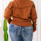 Solid Ribbed Trim Plus Size Zip Collar Sweater