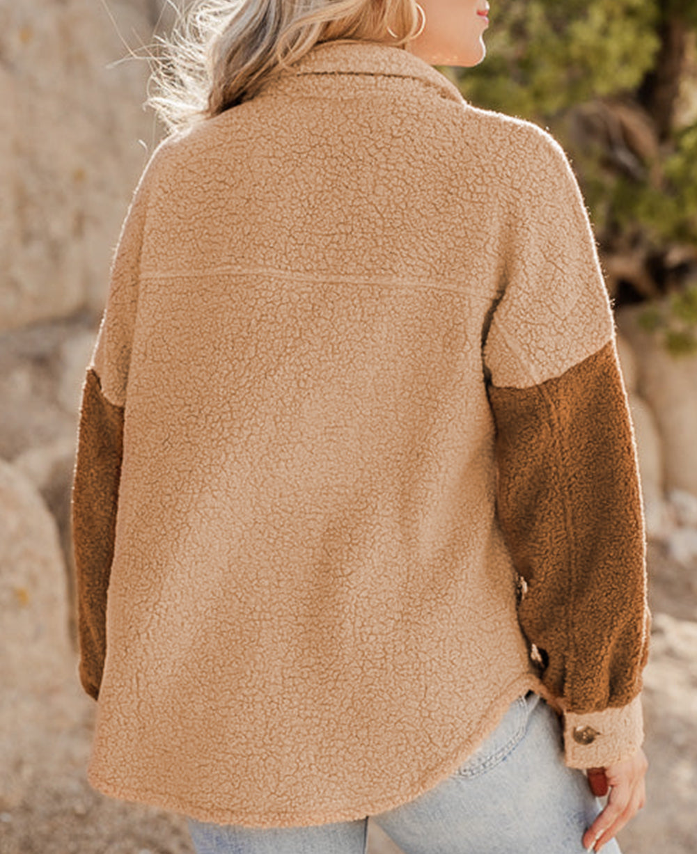 Sherpa Colorblock Flap Pocket Jacket