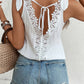 Lace Splicing Knotted Backless V Neck Tank Top