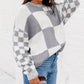 Checkered Print Drop Shoulder Sweater