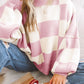 Stripe Checkered Bishop Sleeve Sweater