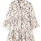 Leopard Print Buttoned Front 3/4 Sleeve Tiered Ruffled Hem Dress