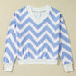Zigzag Striped Print V Neck Oversized Top