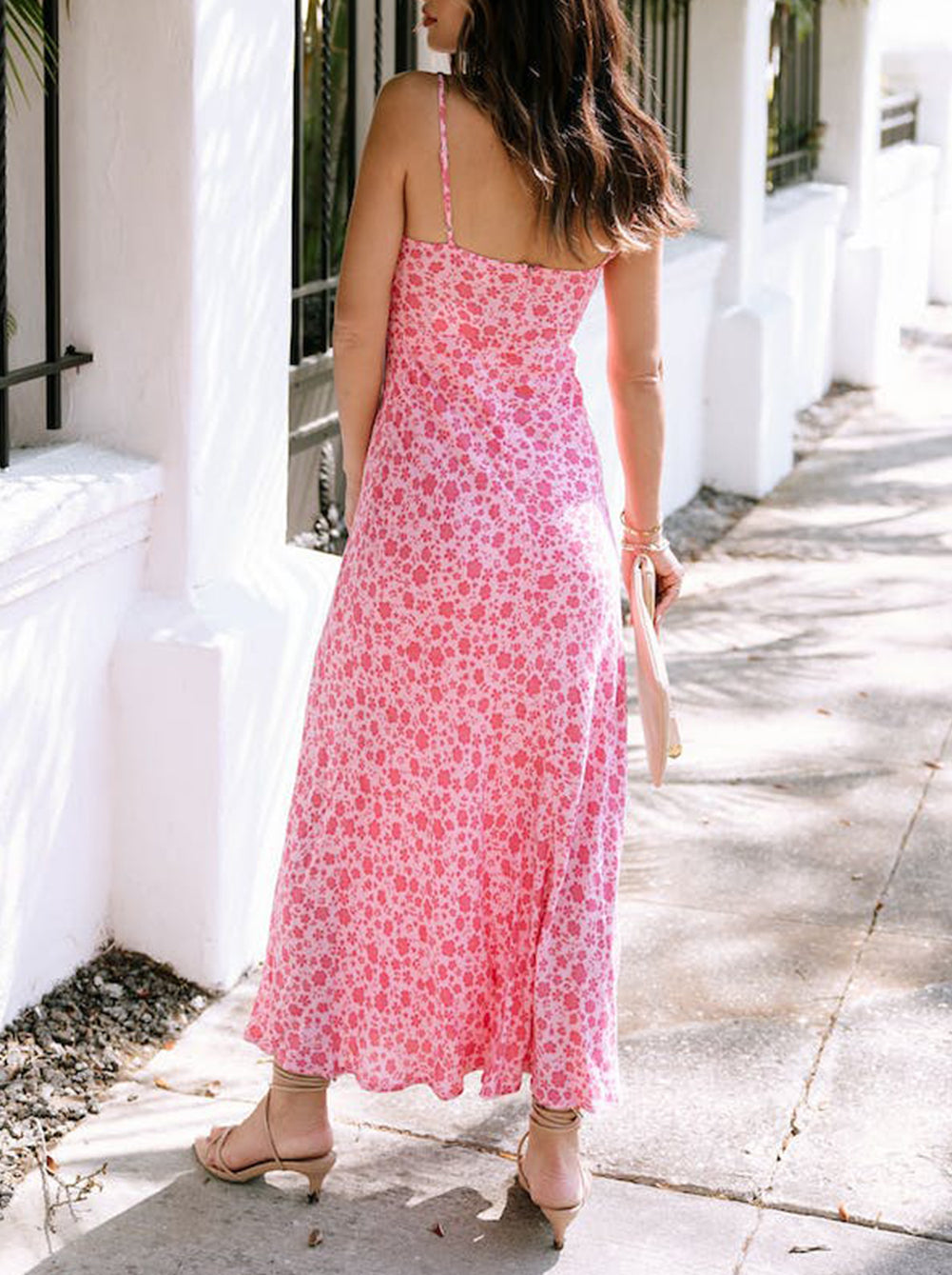 Flower Print Front Cut out Maxi Dress