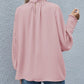 Frilled Knotted Mock Neck Bishop Sleeve Blouse