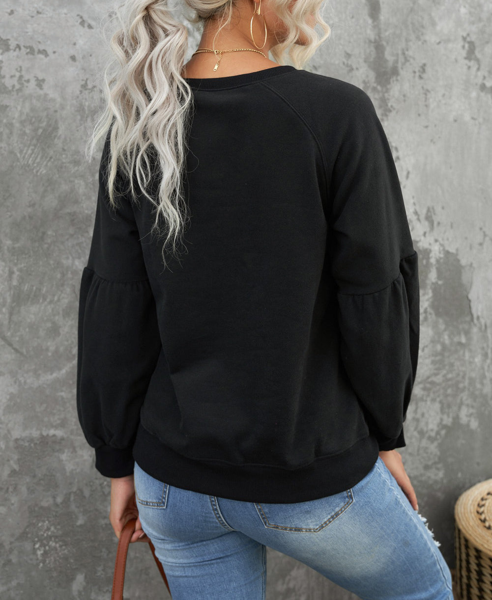 Slogan and Pumpkin Graphic Crewneck Pullover Sweatshirt