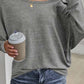 Solid Color Button Decor Dolman Sleeve Top