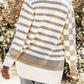 Gingham Striped Knitted Open Front Cardigan