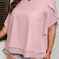 Plus Size Frilly Overlap Sleeve Double Layered Blouse