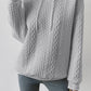 Cable Textured Casual Drawstring Hoodie