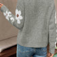 Flower Sleeve Drop Shoulder Sweater