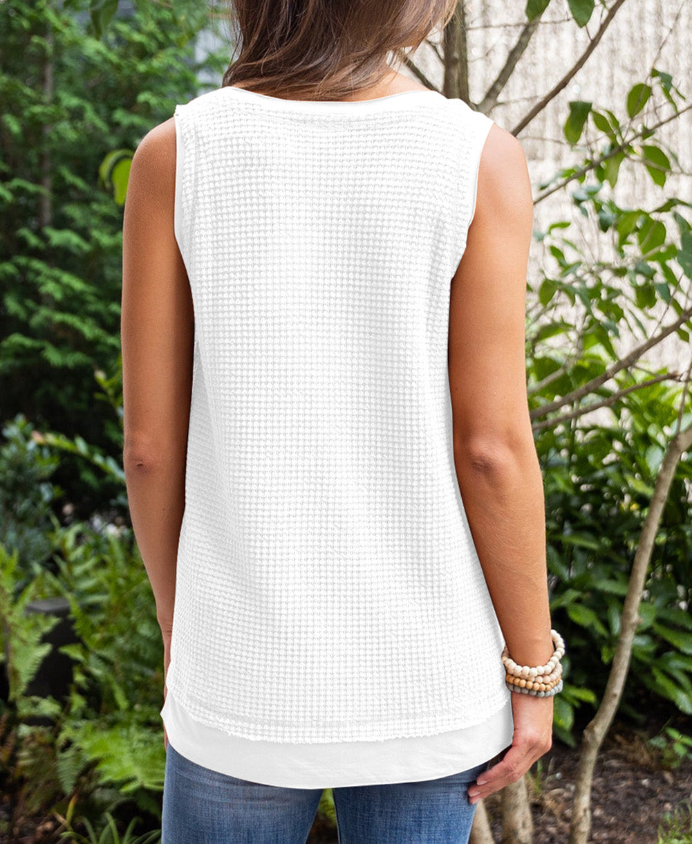 Sequin Rugby Waffle Knit Tank