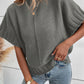 Mock Neck Batwing Short Sleeve Knit Sweater