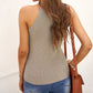 Scalloped Edge Rib Knit Sleeveless Tank Top