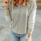 Long Sleeve Textured Knit Patchwork Hoodie