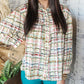 Plaid Pattern Puff Sleeve Button up Shirt