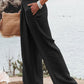 Shirred High Waist Plus Size Wide Leg Pants