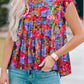 Floral Print Ruffle Tiered Short Sleeve Babydoll Top