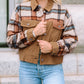 Plaid Corduroy Flap Pockets Boxy Chunky Jacket
