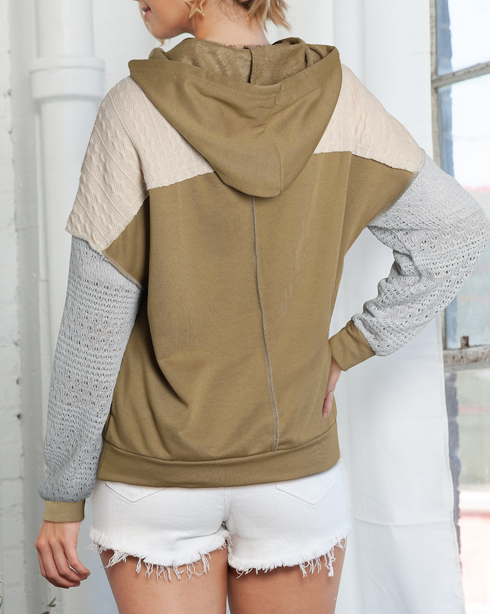 Colorblock Patchwork Pullover Hoodie