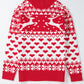 Merry Christmas Reindeer Heart Pattern High Neck Sweater