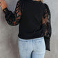 Crochet Sleeve Crew Neck Blouse
