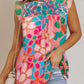 Embroidered Detail Floral Print Ruffle Trim Tank Top