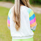 Sequin Color Block Raglan Sleeve Pullover Sweatshirt