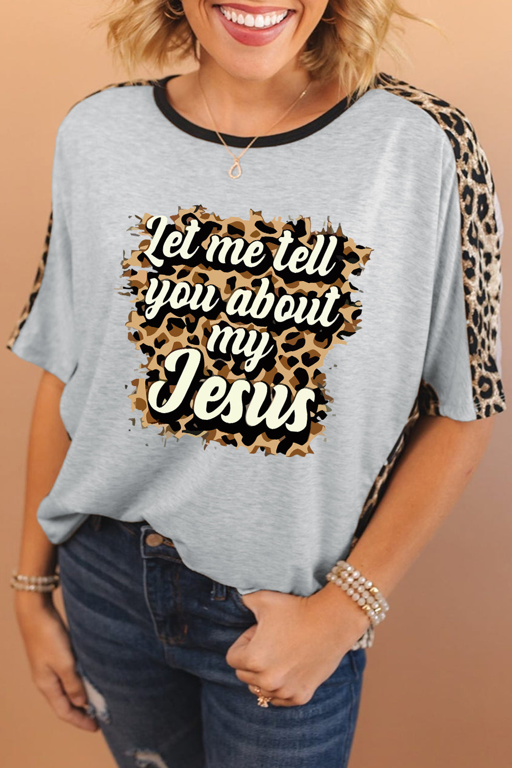 Let me tell you about my Jesus Leopard Patchwork Tee