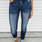 Vintage Washed Two-button High Waist Skinny Jeans