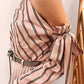 Striped Asymmetric Tied Shoulder Blouse