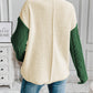 Plus Size Cable Knit Color Block Drop Shoulder Sweater