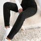 Wide Waistband Ribbed Textured Knit Leggings