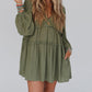 V Neck Puff Sleeve Frill Tiered Mini Dress