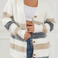 Striped Print Fuzzy Cardigan