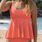 Contrast Trim Ruffled Peplum Top Tankini Swimsuit