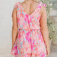 Wrap V Neck Tie Shoulder Abstract Print Sleeveless Romper