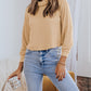 Solid Waffle Knit Turtleneck Long Sleeve Top