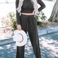 Corded Long Sleeve Top Wide Leg Pants Set