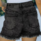 Frayed Hem High Waist Denim Shorts