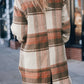 Brown Plaid Print Flap Pockets Long Shacket