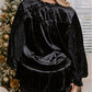 Plus Size Ruffled Sleeve V Neck Velvet Blouse