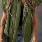 Quilted Drawstring Hooded Zip Up Puffer Vest