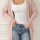 Ribbed Trim Puff Sleeve Open Cardigan