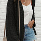 Hollow Out Knit Drop Shoulder Open Front Cardigan