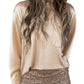 Glitter Chest Pocket Round Neck Long Sleeve Top