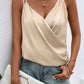 Wrap V Neck Ruched Satin Cami Top